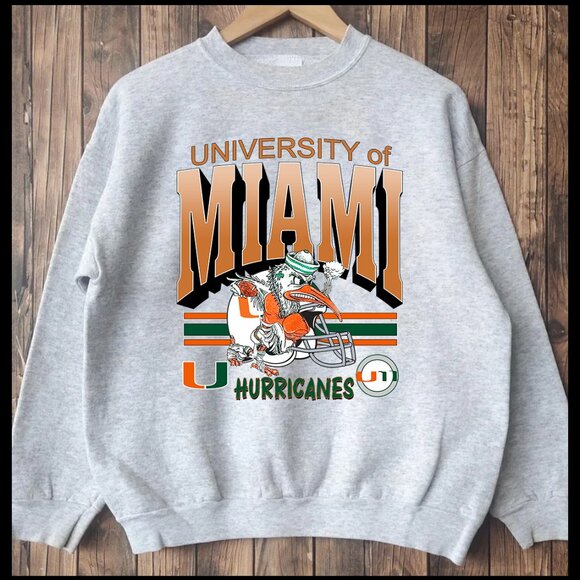 Vintage University Of Miami Hurricanes Sweatshirt Hurricanes Football 90s Shirt - Picture 1 of 2